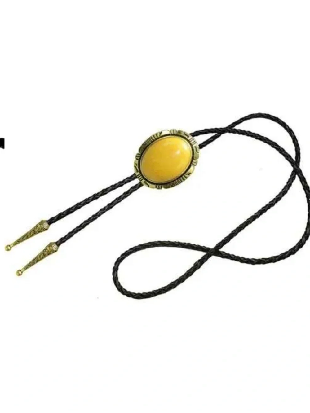 BOLO Tie Natural Colors Stone Western Celtic Yellow Stone Golden